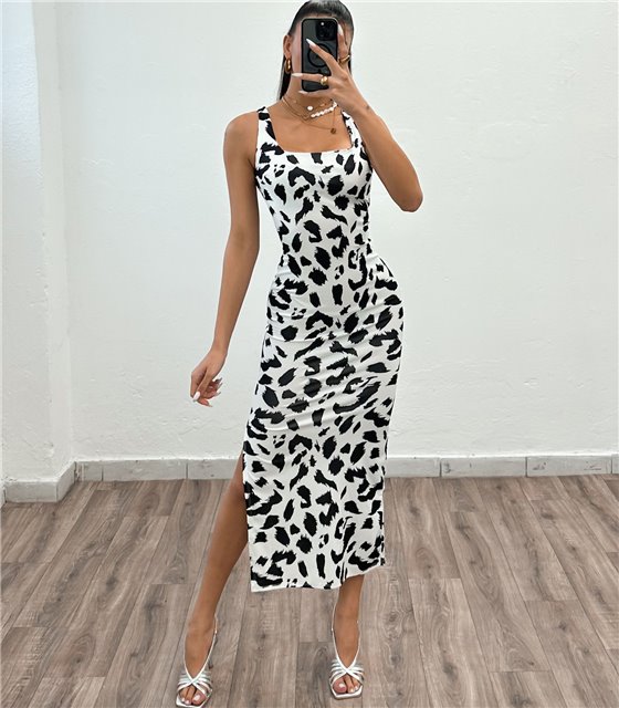 Φόρεμα με ράντα Cow Print Chloe