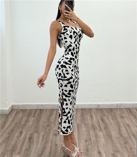 Φόρεμα με ράντα Cow Print Chloe