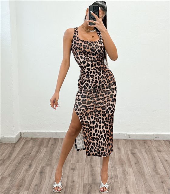 Φόρεμα με ράντα Leopard Print Chloe
