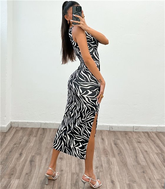 Φόρεμα με ράντα Zebra Print Chloe