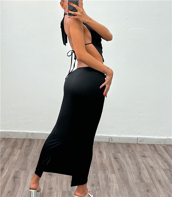 Σετ τοπ - φούστα Isabella (Μαύρο)