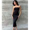 Maxi στράπλες φόρεμα Carol (Μαύρο)