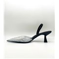 Πέδιλο Mules μυτερό με στρας (Ασημί)
