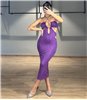 Φόρεμα glitter με ανοίγματα Bianca (Μωβ)