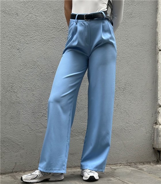 Παντελόνι ψηλόμεσο oversized Polina (Γαλάζιο)