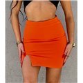 Ψηλόμεση μίνι φούστα με άνοιγμα (Πορτοκαλί)