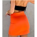 Ψηλόμεση μίνι φούστα με άνοιγμα (Πορτοκαλί)
