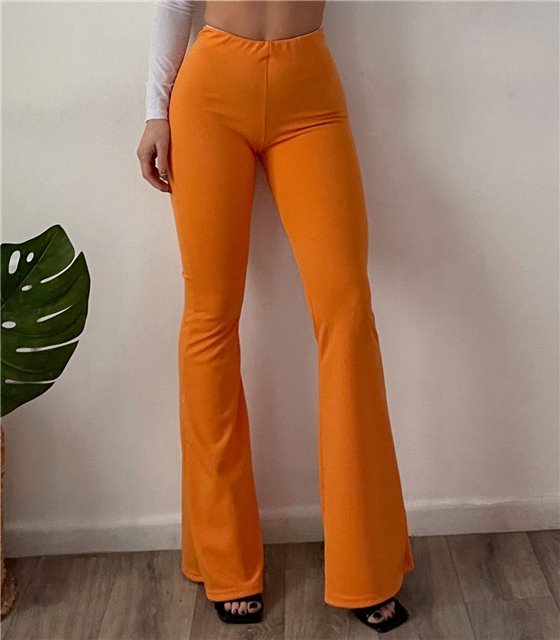 Ψηλόμεση παντελόνα καμπάνα Henley (Πορτοκαλί)