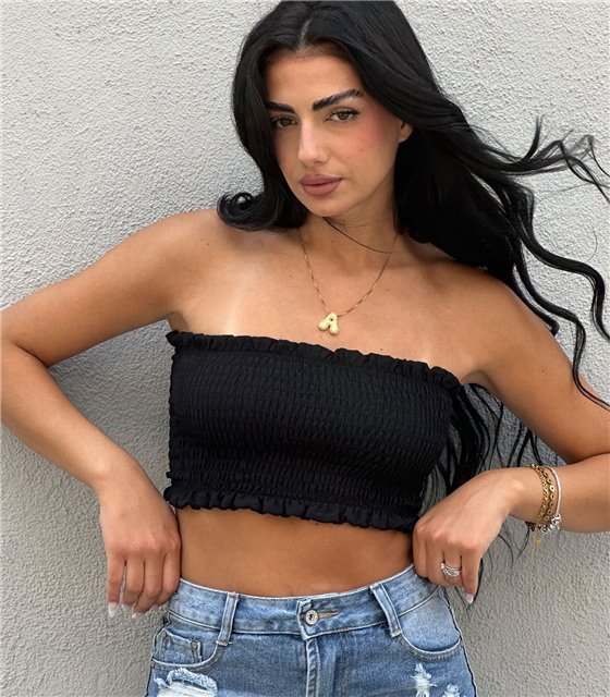 Crop top σουρωτό Lake (Μαύρο)