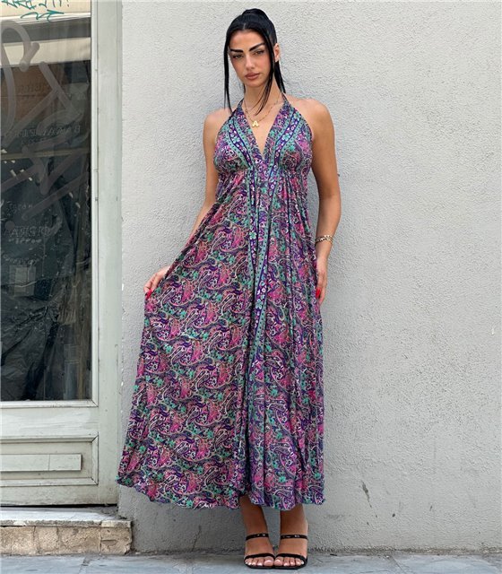 Μάξι φόρεμα λαχούρ Hazel (Μωβ)