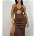 Φόρεμα maxi πλεκτό Gabrielle (Καφέ)