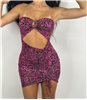 Φόρεμα μίνι με κρίκο Myla (Λεοπάρ Φούξια)