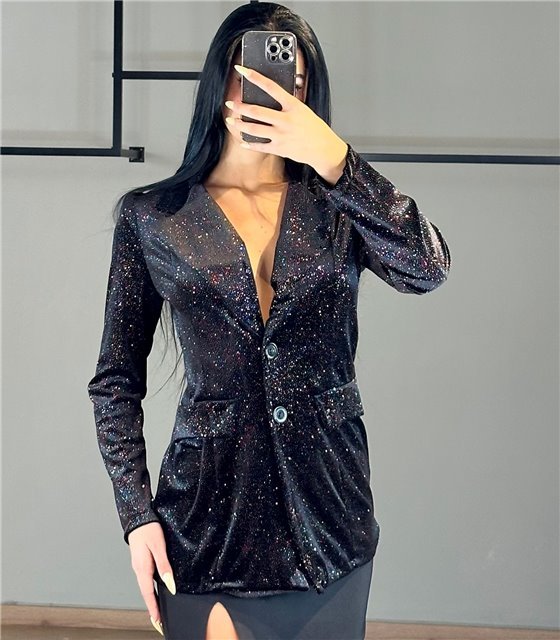 Βελούδινο σακάκι με glitter (Μαύρο)