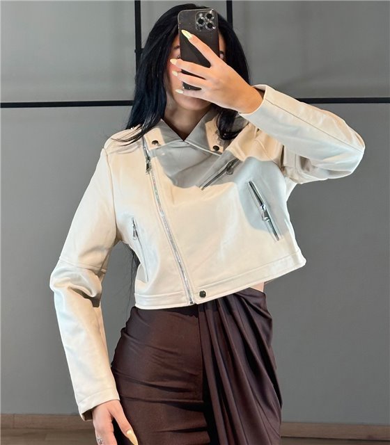 Jacket δερματίνη κοντό Perry (Μπεζ)