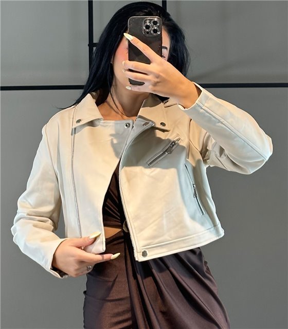 Jacket δερματίνη κοντό Perry (Μπεζ)