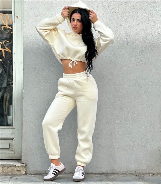 Σετ μπλούζα με παντελόνι φόρμα Jessica (Εκρού)