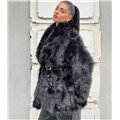 Γούνα μαύρη με μεγάλο γιακά Eleanor