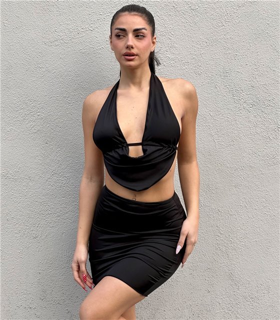 Σετ τοπ - φούστα μίνι Scarlett (Μαύρο)