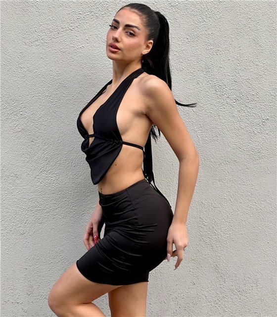 Σετ τοπ - φούστα μίνι Scarlett (Μαύρο)