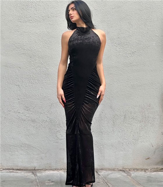 Μάξι φόρεμα Βελούδινο Phoebe (Μαύρο)