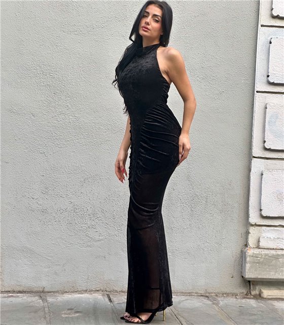 Μάξι φόρεμα Βελούδινο Phoebe (Μαύρο)