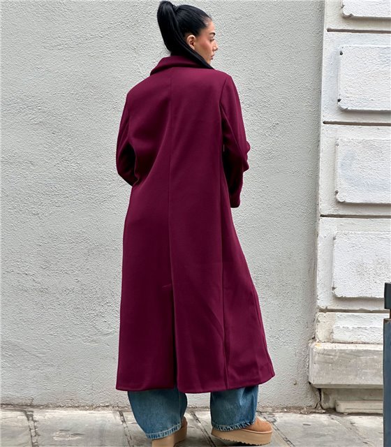 Μακρύ παλτό με τσέπες Evangeline (Μπορντό)