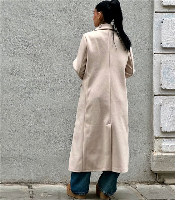 Μακρύ παλτό με τσέπες Evangeline (Εκρού)