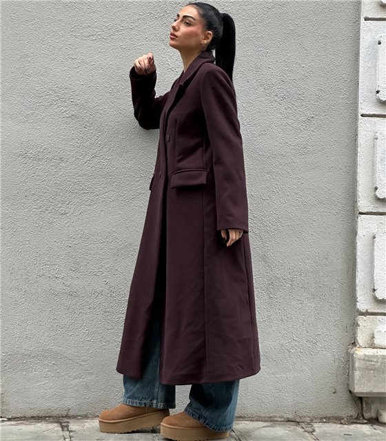 Μακρύ παλτό με τσέπες Evangeline (Καφέ)