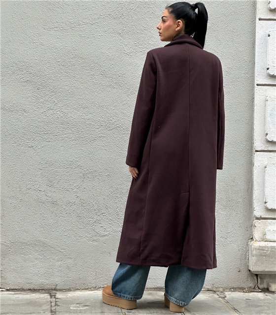 Μακρύ παλτό με τσέπες Evangeline (Καφέ)