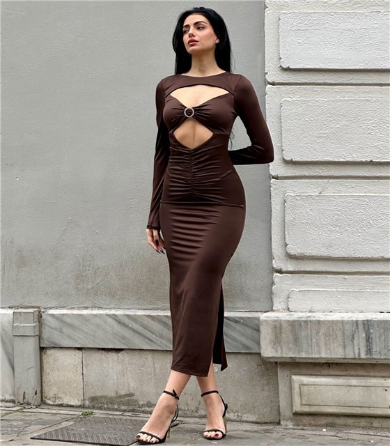 Μάξι φόρεμα Amalia (Καφέ)