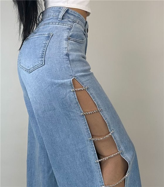 Τζιν ψηλόμεσο με στρας Ioanna