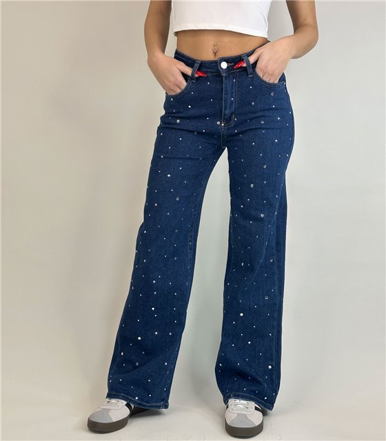 Τζιν ψηλόμεσο strass Charis