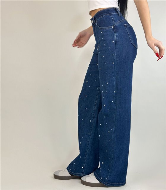 Τζιν ψηλόμεσο strass Charis