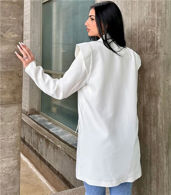 Φόρεμα σακάκι με ζώνη Khloe (Λευκό)