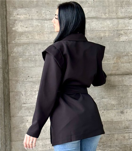 Φόρεμα σακάκι με ζώνη Khloe (Μαύρο)