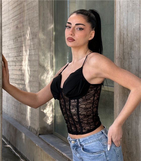 Μπούστο με δαντέλα Jane (Μαύρο)