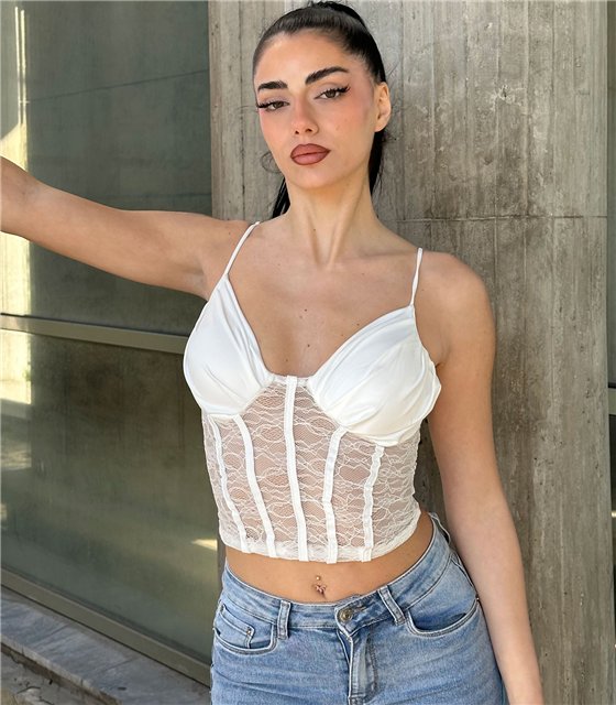 Μπούστο με δαντέλα Jane (Λευκό)