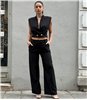 Chic Μαύρο Σετ με Tailored Crop Top & Παντελόνα