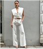 Chic Λευκό Σετ με Tailored Crop Top & Παντελόνα