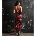 Floral Noir Midi Φόρεμα με Σκίσιμο