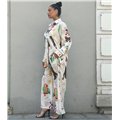 Σετ Λευκό Σατέν απο Πουκάμισο & Παντελόνα με Tropical Print
