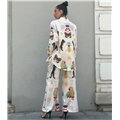 Σετ Λευκό Σατέν απο Πουκάμισο & Παντελόνα με Tropical Print