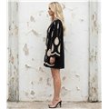 Μαύρο Boho Mini Φόρεμα με Κεντήματα