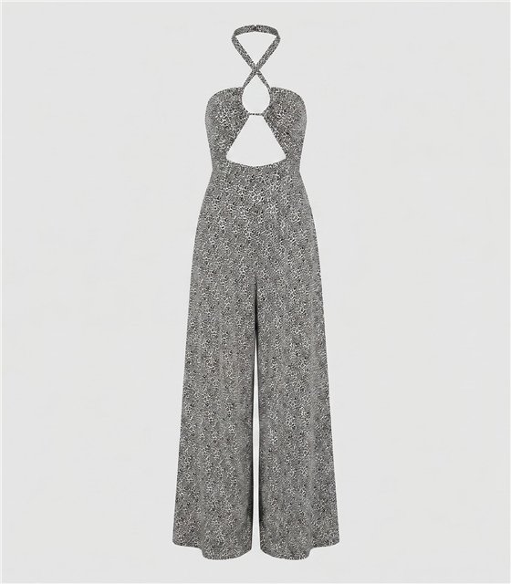 Ολόσωμη Φόρμα Animal Print με Cut-Out Λεπτομέρεια