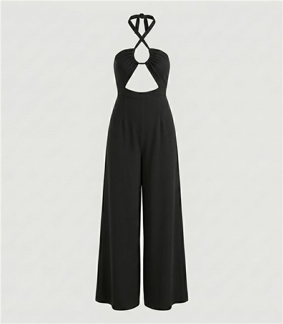 Ολόσωμη Φόρμα Total Black με Cut-Out Λεπτομέρεια