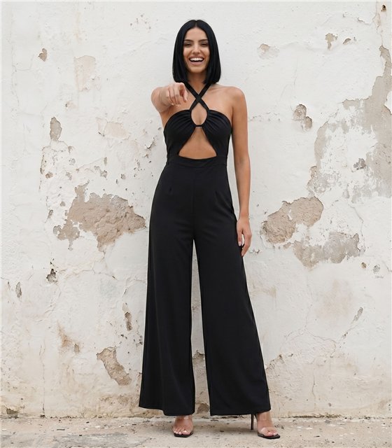 Ολόσωμη Φόρμα Total Black με Cut-Out Λεπτομέρεια