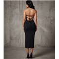 Φόρεμα Strapless Midi με Ανοιχτή Πλάτη