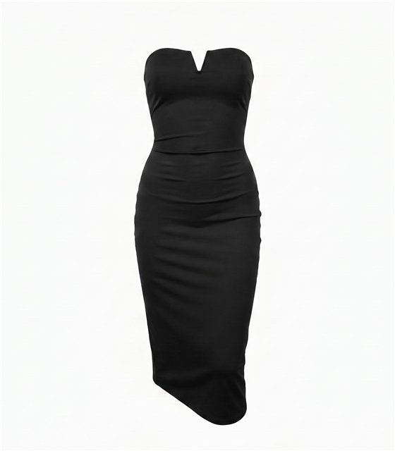 Φόρεμα Strapless Midi με Ανοιχτή Πλάτη