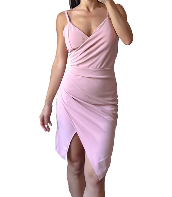 Φόρεμα μίνι τιράντα με κρυφό φερμουάρ (Ροζ)