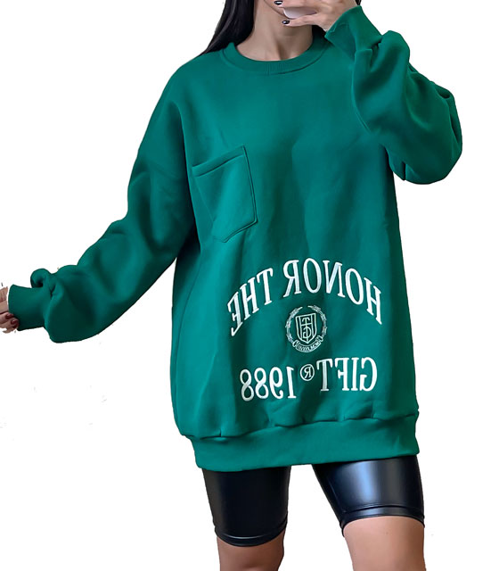 Φούτερ μπλουζοφόρεμα με τσέπη (Πράσινο)